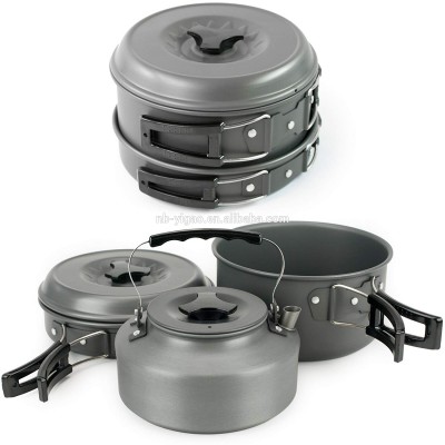 10 Piece Aluminum Non-stick Cookware Set Cooking Pot Set Mess kit for Indoor and Outdoor Camping Cooking