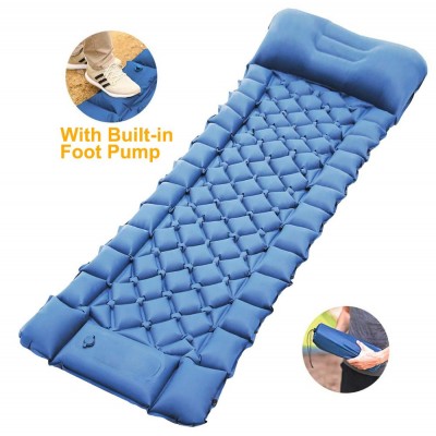 Camping Air Sleeping Pad Mat - Foot Press Inflatable Lightweight Backpacking Pad for Hiking Traveling