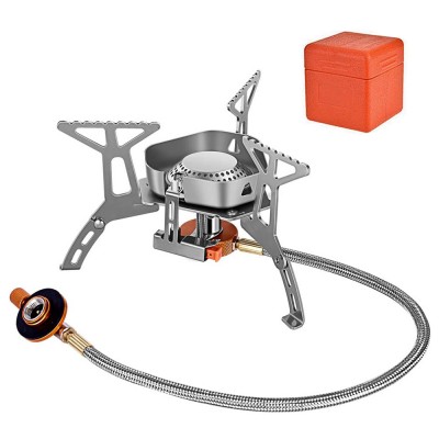 Windproof Camping Gas Stove Burner Backpacking Stove Portable Backpack Cooking Camp Stove with Igniter